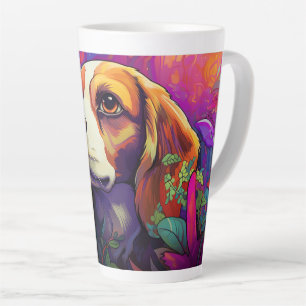 Tasse Latte Beagle de dessin animé dans un pot de latte de jar