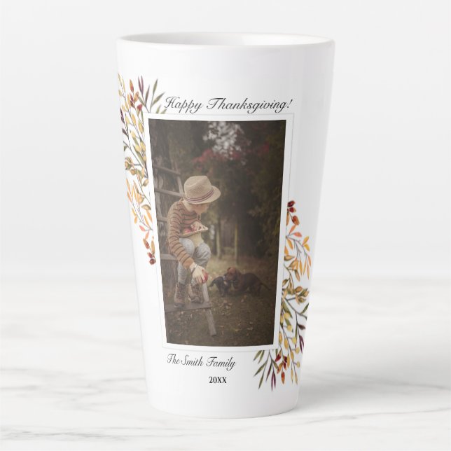 Tasse Latte Beau feuillage d'automne Thanksgiving Photo (Devant)