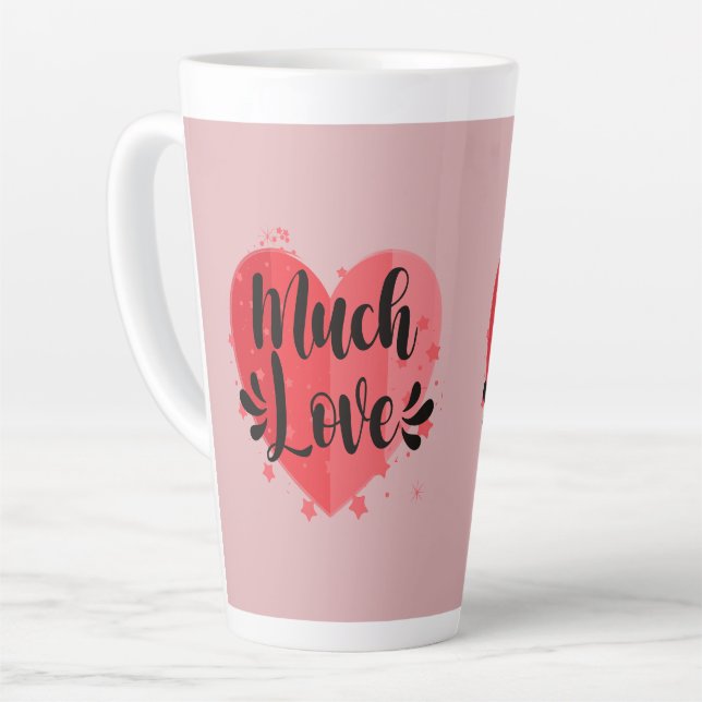 Tasse Latte Beaucoup d'amour, grand coeur (Angle gauche)