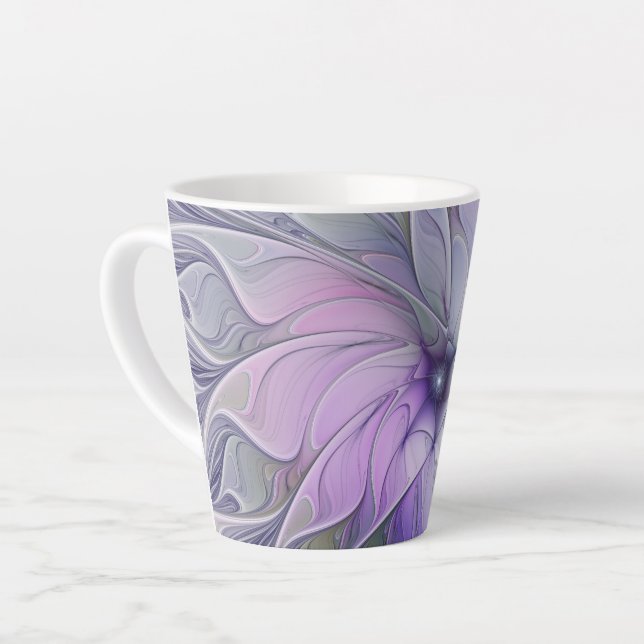 Tasse Latte Beauté étonnante Fleur d'art Abstrait fractal mode (Angle gauche)