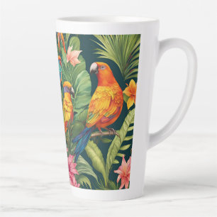 Tasse Latte Beaux oiseaux colorés