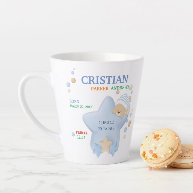 Tasse Latte Bébé Bébé Garçon Bébé Bébé Stats de naissance (En situation)