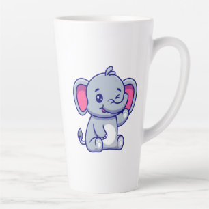 Tasse Latte Bébé éléphant mignon assis dessin animé-23800