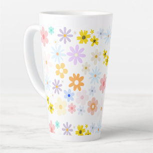 Tasse Latte Bébé en fleurs Baby Shower Rétro Floral Pastel