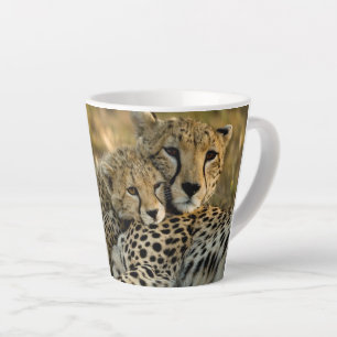 Tasse Latte Bébé guépard câlinant sa mère