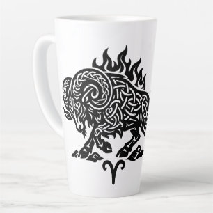 Tasse Latte Bélier Fire‑Bélier – Encre Hantée Celtique Zodiaqu