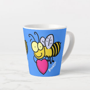 Tasse Latte Belle abeille drôle avec dessin animé du coeur