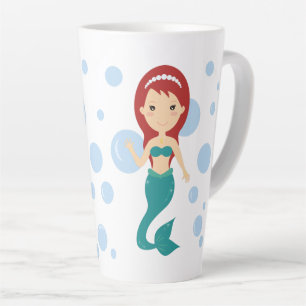 Tasse Latte Belle caricature sirène nage dans l'océan