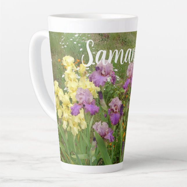Tasse Latte Belle Fleur Fleur d'Iris violet Jardin Fleurs Fleu (Angle gauche)