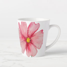 Tasse Latte Belle Fleur rose Fleur Peinte À La Main