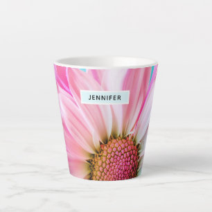 Tasse Latte Belle Fleur rose Gros plan Photo