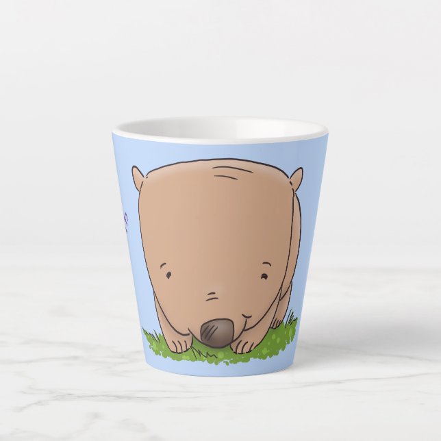 Tasse Latte Belle illustration de dessin animé de bébé wombat (Devant)