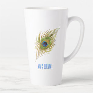 Tasse Latte Belle plumes de paon