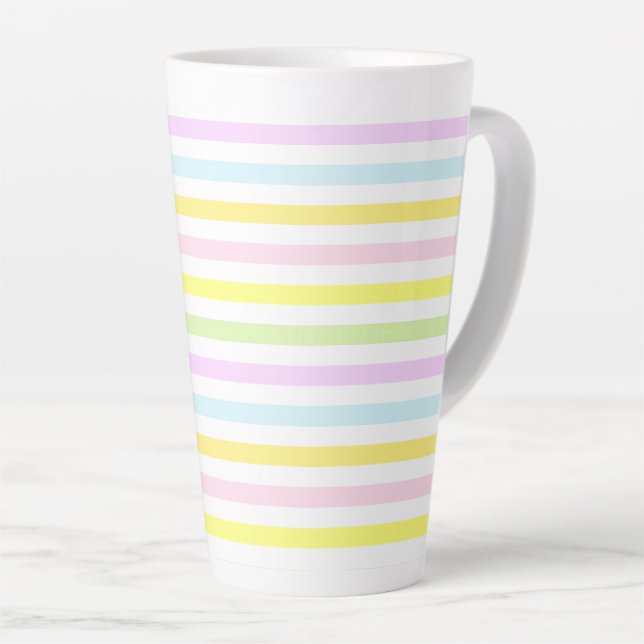 Tasse Latte Belles bandes en couleurs pastel (Angle droit)