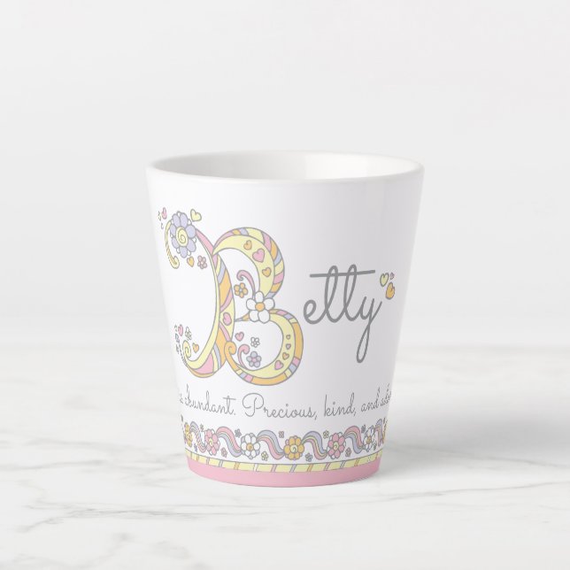 Tasse Latte Betty lettre B nom signifiant monogramme (Devant)