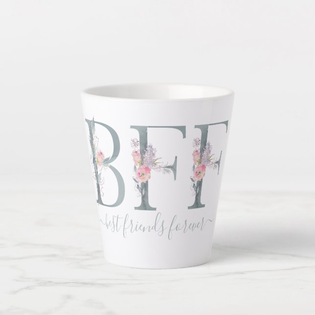 Tasse Latte BFF Best Friends Forever Photo Typographie moderne (Devant)
