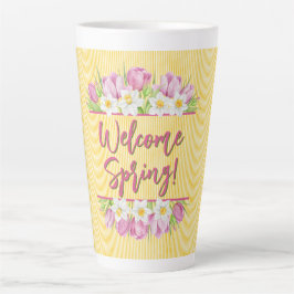 Tasse Latte Bienvenue tulipe et jonquille de printemps