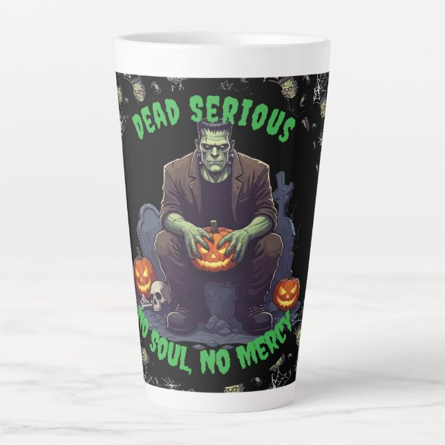 Tasse Latte 🖤 Black Frankenstein 💀 ☕ (Devant)