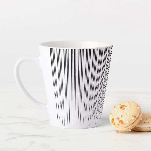 Tasse Latte Black/Turquoise Stylish Stripe Pattern (En situation)