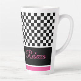 Tasse Latte Blanc Noir Et Rose