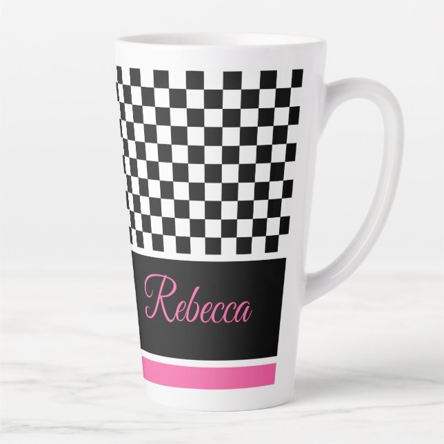Tasse Latte Blanc Noir Et Rose (Droite)