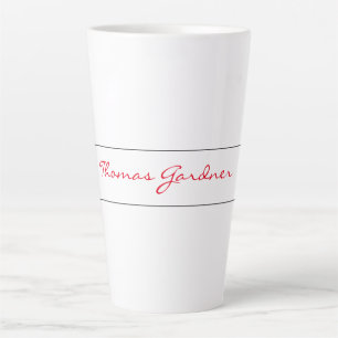 Tasse Latte Blanc Rouge tendance écriture manuscrite Plaine cr
