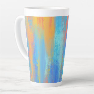 Tasse Latte Bleu Abstrait et orange