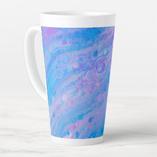 Tasse Latte Bleu Abstrait et rose bulle sirène Océan