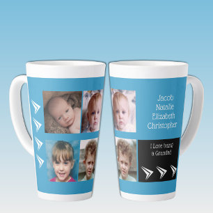 Tasse Latte Bleu blanc amour être grand avec photos
