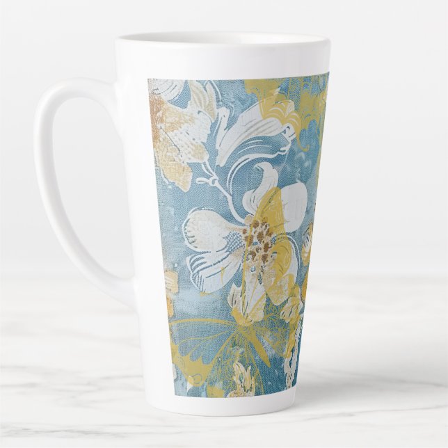 Tasse Latte Bleu et Jaune Bouton de nuit (Gauche)