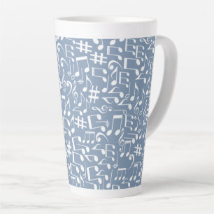 Tasse Latte Bleu fumé clair avec des notes de musique dansante