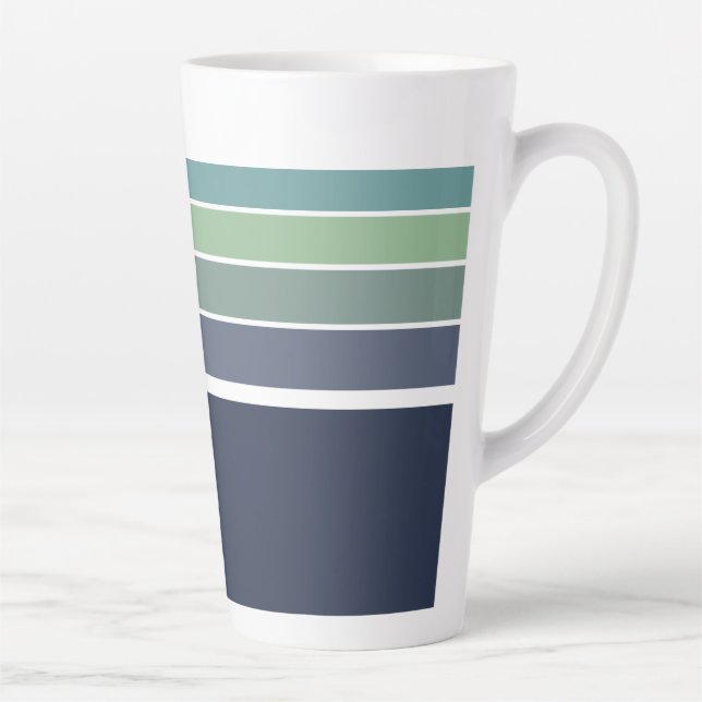 Tasse Latte Bleu rétro/mod et vert rayé (Droite)