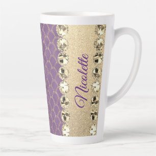 Tasse Latte Bling Diamant à huile violet et or