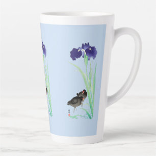 Tasse Latte Blue Irises and Moorhens par Ohara Koson