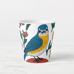Tasse Latte Bluebird rustique sur Pouf dans l'art populaire