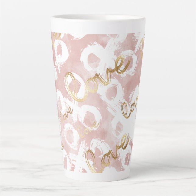 Tasse Latte Blush Pink Gold White XOXO Love (Devant)