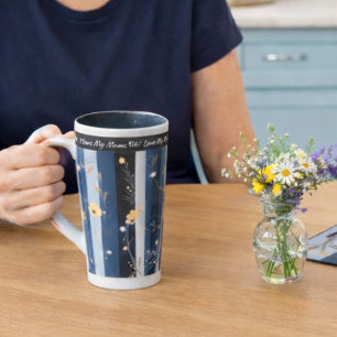Tasse Latte Boho Fleur Sauvage Rayée Amour Moderne Ma Mère