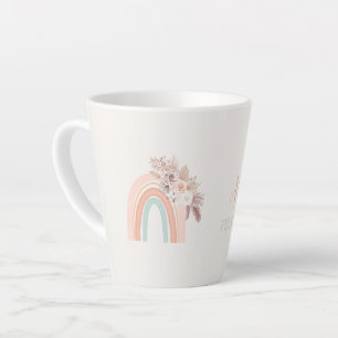 Tasse Latte Boho Rainbow Watercolor Premier anniversaire
