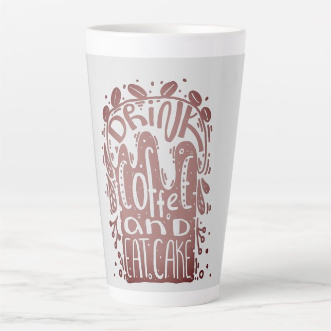 Tasse Latte Boire Café Manger Gâteau (Devant)