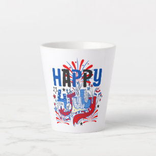 Tasse Latte Bon 4 juillet Fireworks USA-63261