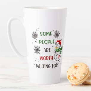 Tasse Latte Bonhomme de neige festif de Noël
