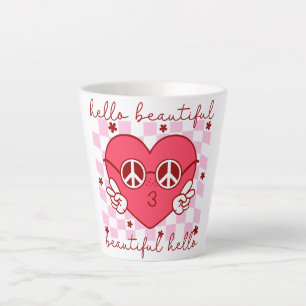 Tasse Latte Bonjour Beau Coeur Rose