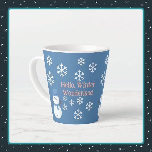 Tasse Latte Bonjour, Winter Wonderland (Hello, Winter Wonderland Latte Mug - 12 oz)