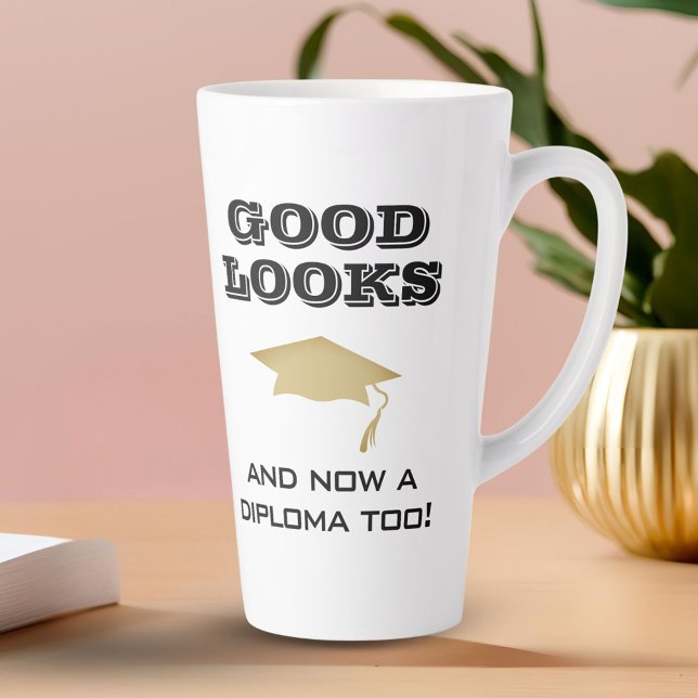 Tasse Latte Bonne apparence et maintenant Diplôme Trop drôle G (Créateur téléchargé)
