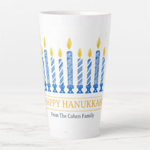 Tasse Latte Bonne Hanoukka   Salutation aux chandelles simple 