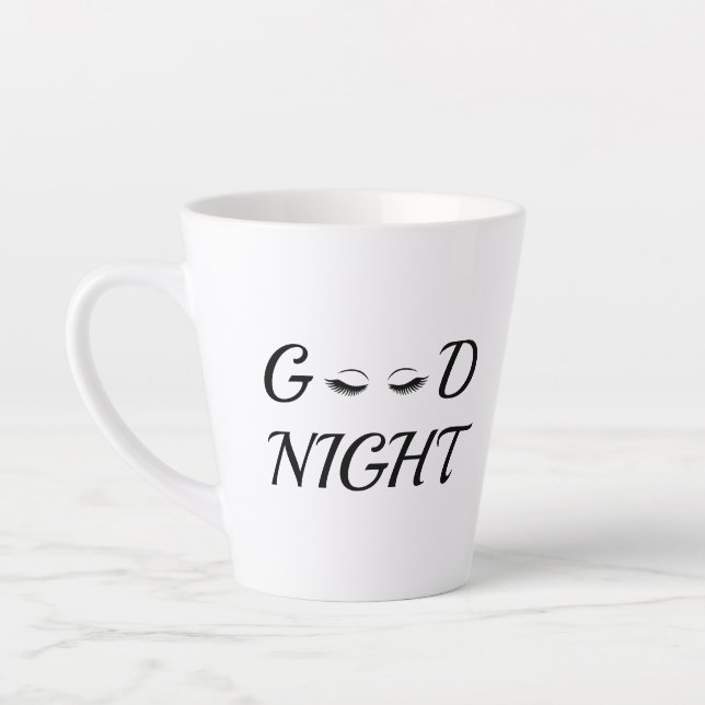Tasse Latte Bonne nuit Eyelashes Feminine Relaxation Design (Gauche)