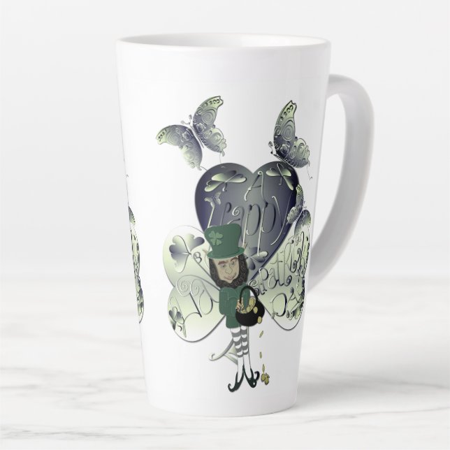 Tasse Latte "Bonne Saint Patrick" Leprechaun (Angle droit)
