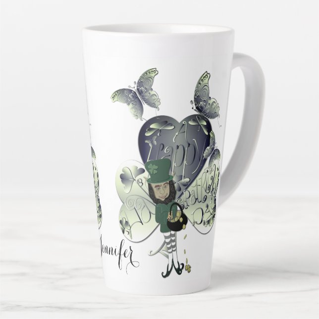 Tasse Latte "Bonne St Patrick's Day" Leprechaun Latte (Angle droit)