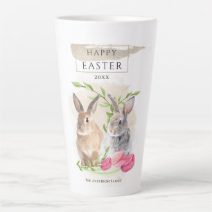 Tasse Latte Bonnets de Pâques   Joyeux aquarelle de Pâques