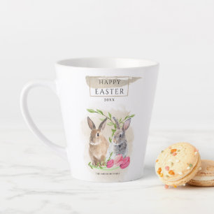 Tasse Latte Bonnets de Pâques   Joyeux aquarelle de Pâques